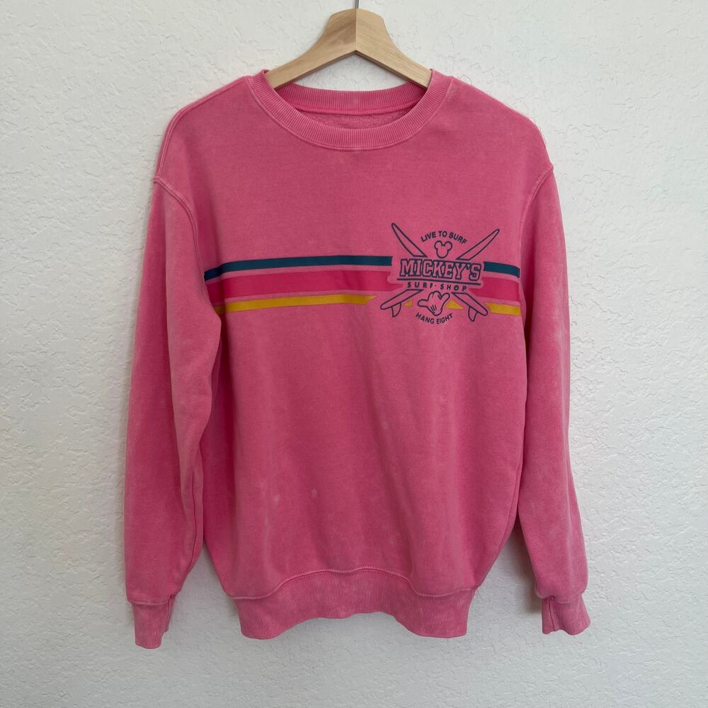 Disney Mickey & Friends Aloha Surf Shop Pink Sweatshirt Women’s XS